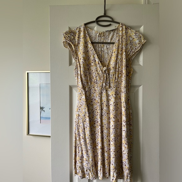 Abercrombie Yellow Floral Tie Back Mini Dress - Picture 2 of 4
